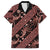 Indonesia Batik Pattern Family Matching Off The Shoulder Long Sleeve Dress and Hawaiian Shirt Red Version