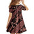 Indonesia Batik Pattern Family Matching Off Shoulder Maxi Dress and Hawaiian Shirt Red Version