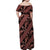 Indonesia Batik Pattern Family Matching Off Shoulder Maxi Dress and Hawaiian Shirt Red Version