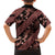 Indonesia Batik Pattern Family Matching Off Shoulder Short Dress and Hawaiian Shirt Red Version