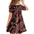 Indonesia Batik Pattern Family Matching Off Shoulder Short Dress and Hawaiian Shirt Red Version