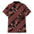 Indonesia Batik Pattern Family Matching Off Shoulder Short Dress and Hawaiian Shirt Red Version