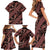 Indonesia Batik Pattern Family Matching Short Sleeve Bodycon Dress and Hawaiian Shirt Red Version