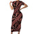 Indonesia Batik Pattern Family Matching Short Sleeve Bodycon Dress and Hawaiian Shirt Red Version