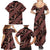 Indonesia Batik Pattern Family Matching Summer Maxi Dress and Hawaiian Shirt Red Version