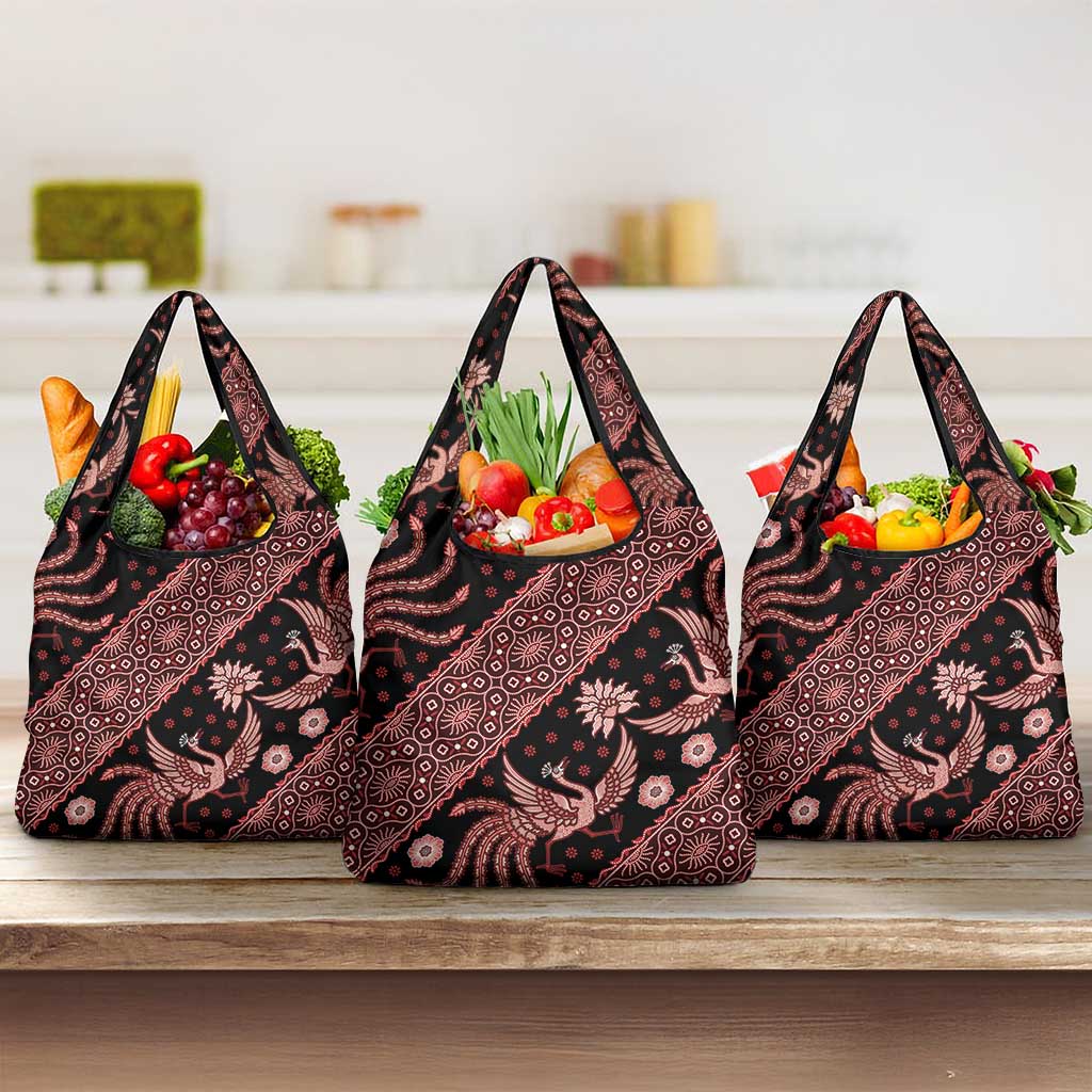 Indonesia Batik Pattern Grocery Bag Red Version LT01 3-pack One Size Red - Polynesian Pride