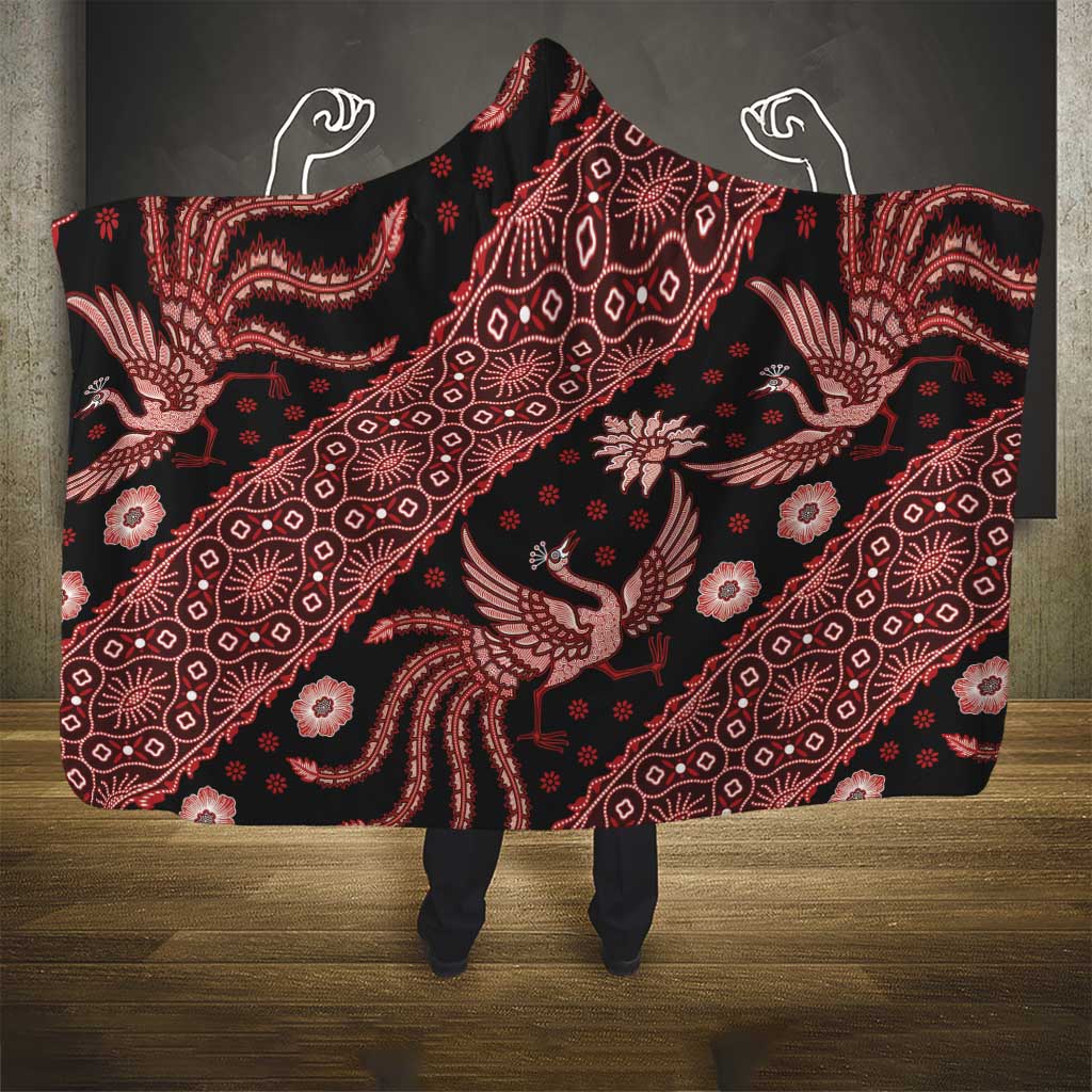 Indonesia Batik Pattern Hooded Blanket Red Version LT01 - Polynesian Pride