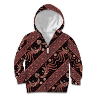 Indonesia Batik Pattern Kid Hoodie Red Version LT01 Zip Hoodie Red - Polynesian Pride