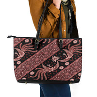 Indonesia Batik Pattern Leather Tote Bag Red Version LT01 - Polynesian Pride