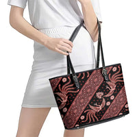 Indonesia Batik Pattern Leather Tote Bag Red Version LT01 - Polynesian Pride