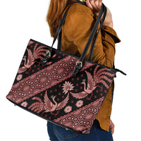Indonesia Batik Pattern Leather Tote Bag Red Version LT01 - Polynesian Pride