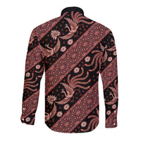 Indonesia Batik Pattern Long Sleeve Button Shirt Red Version LT01 - Polynesian Pride