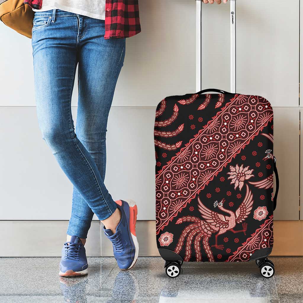 Indonesia Batik Pattern Luggage Cover Red Version LT01 - Polynesian Pride