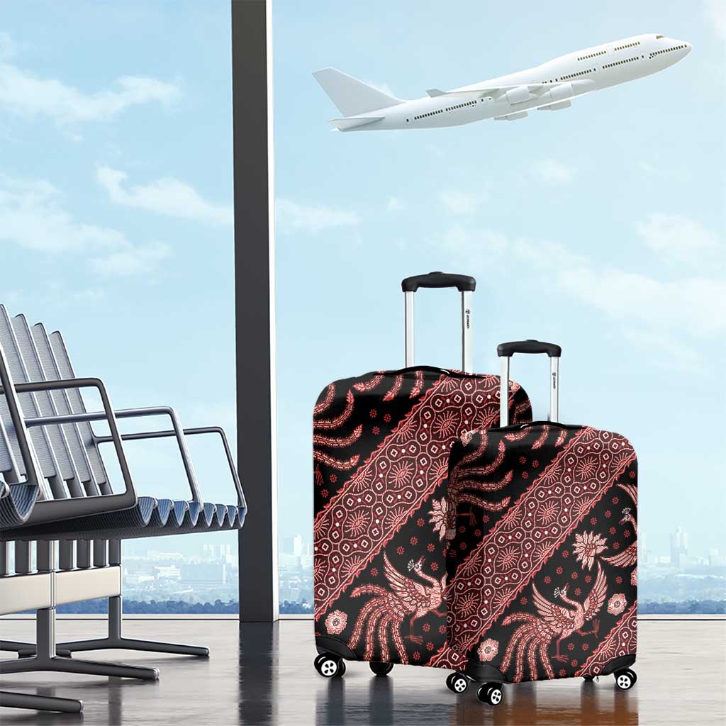 Indonesia Batik Pattern Luggage Cover Red Version LT01 - Polynesian Pride
