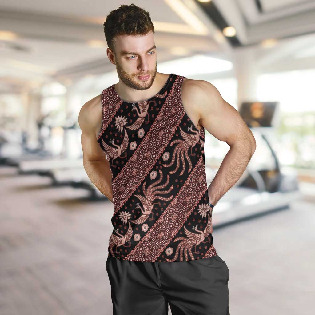 Indonesia Batik Pattern Men Tank Top Red Version LT01 Red - Polynesian Pride