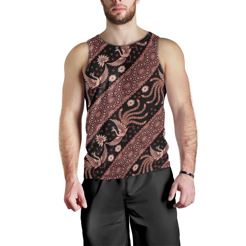 Indonesia Batik Pattern Men Tank Top Red Version LT01 - Polynesian Pride