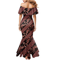 Indonesia Batik Pattern Mermaid Dress Red Version LT01 - Polynesian Pride