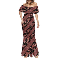 Indonesia Batik Pattern Mermaid Dress Red Version LT01 - Polynesian Pride