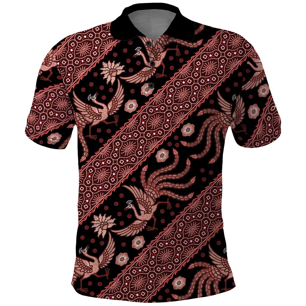 Indonesia Batik Pattern Polo Shirt Red Version LT01 Red - Polynesian Pride