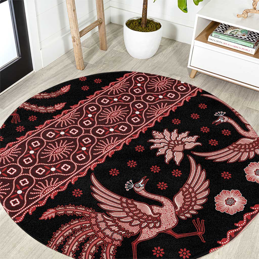 Indonesia Batik Pattern Round Carpet Red Version LT01 Red - Polynesian Pride