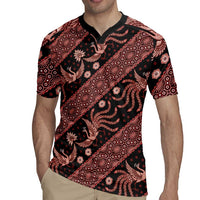 Indonesia Batik Pattern Rugby Jersey Red Version LT01 - Polynesian Pride