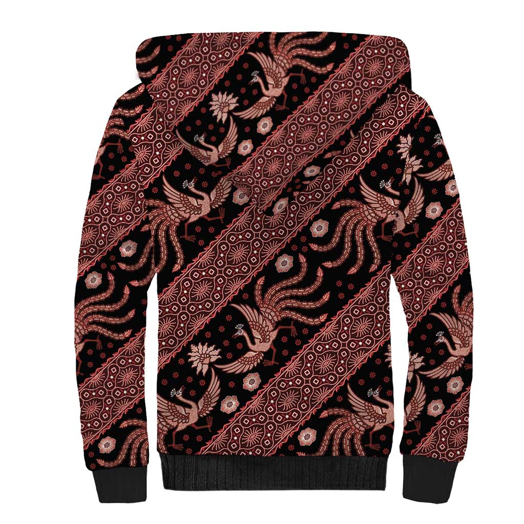 Indonesia Batik Pattern Sherpa Hoodie Red Version LT01 - Polynesian Pride