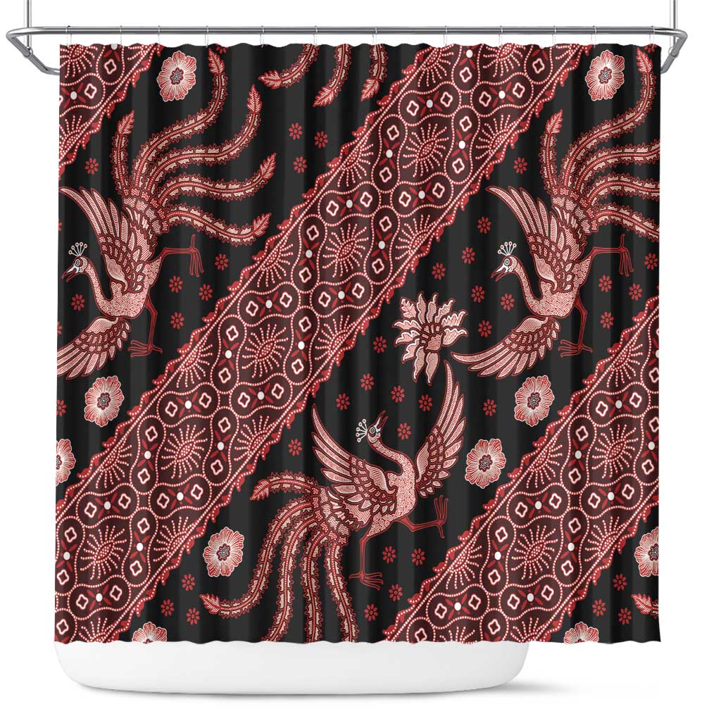 Indonesia Batik Pattern Shower Curtain Red Version LT01 Red - Polynesian Pride