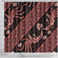 Indonesia Batik Pattern Shower Curtain Red Version LT01 - Polynesian Pride