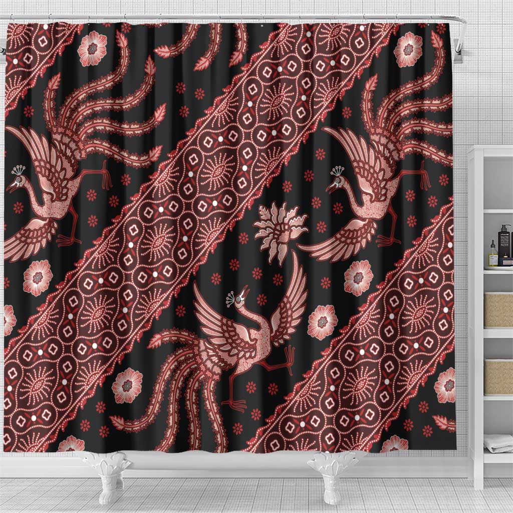 Indonesia Batik Pattern Shower Curtain Red Version LT01 - Polynesian Pride