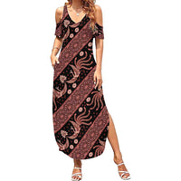 Indonesia Batik Pattern Summer Maxi Dress Red Version LT01 Women Red - Polynesian Pride