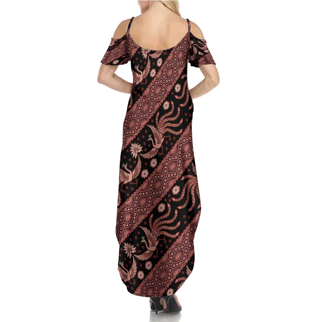 Indonesia Batik Pattern Summer Maxi Dress Red Version LT01 - Polynesian Pride