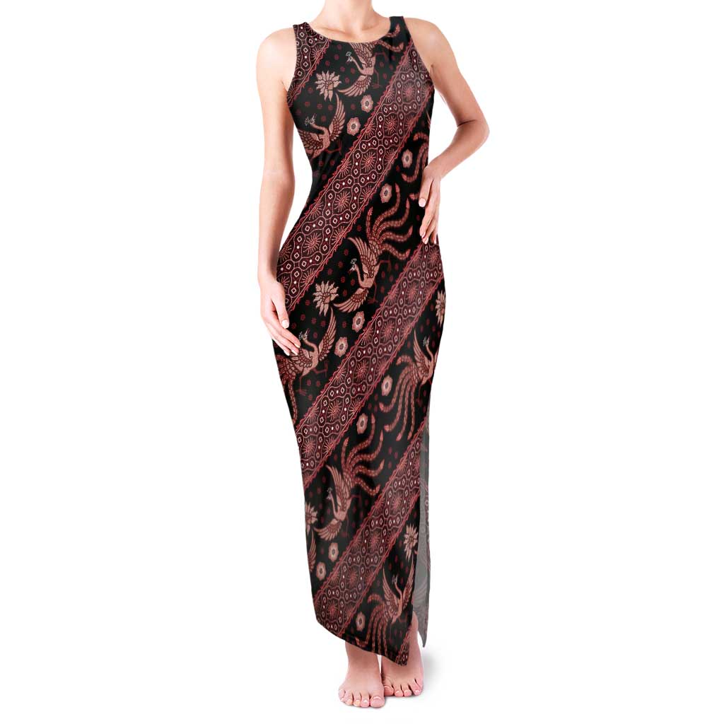 Indonesia Batik Pattern Tank Maxi Dress Red Version LT01 Women Red - Polynesian Pride