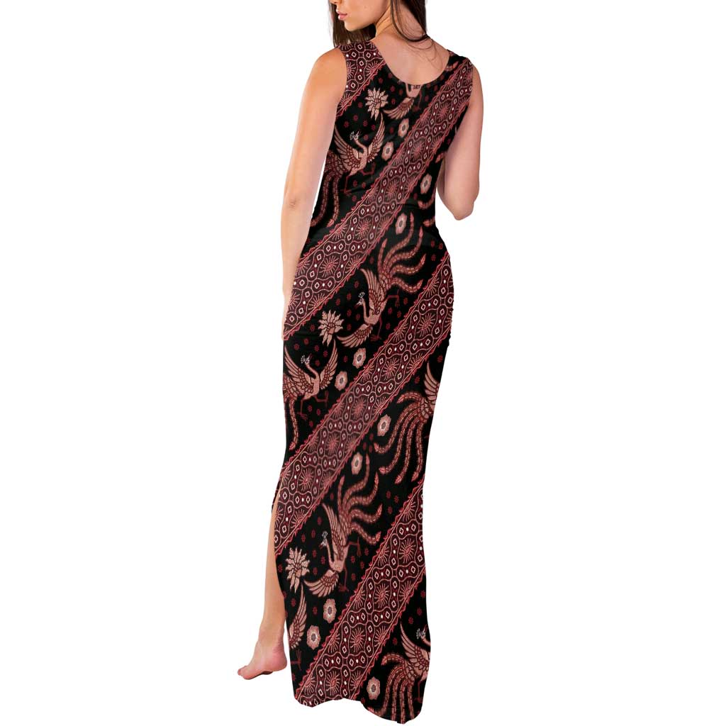 Indonesia Batik Pattern Tank Maxi Dress Red Version LT01 - Polynesian Pride