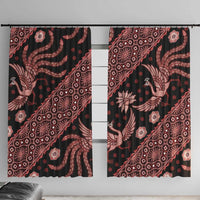 Indonesia Batik Pattern Window Curtain Red Version LT01 With Hooks Red - Polynesian Pride