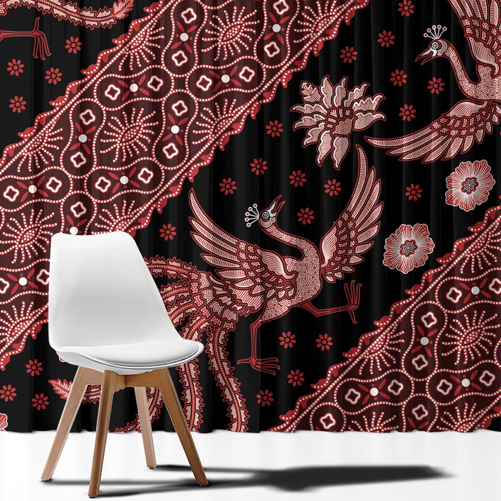 Indonesia Batik Pattern Window Curtain Red Version LT01 - Polynesian Pride