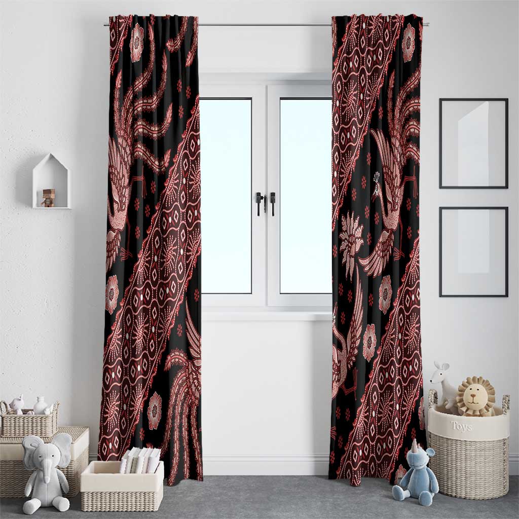 Indonesia Batik Pattern Window Curtain Red Version LT01 - Polynesian Pride