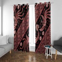 Indonesia Batik Pattern Window Curtain Red Version LT01 With Grommets Red - Polynesian Pride
