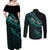 personalised-aotearoa-couples-matching-off-shoulder-maxi-dress-and-long-sleeve-button-shirts-silver-fern-mix-paua-shell-polynesian-pattern