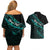 personalised-aotearoa-couples-matching-off-shoulder-short-dress-and-hawaiian-shirt-silver-fern-mix-paua-shell-polynesian-pattern