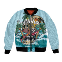 Personalized Aloha Hawaii Skeleton Bomber Jacket Tropical Summer Vibe LT01 Unisex Blue - Polynesian Pride