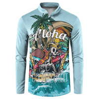 Personalized Aloha Hawaii Skeleton Button Sweatshirt Tropical Summer Vibe LT01 Blue - Polynesian Pride