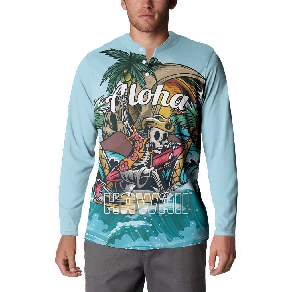 Personalized Aloha Hawaii Skeleton Button Sweatshirt Tropical Summer Vibe LT01 - Polynesian Pride