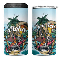 Personalized Aloha Hawaii Skeleton 4 in 1 Can Cooler Tumbler Tropical Summer Vibe LT01 One Size: 16 oz Blue - Polynesian Pride