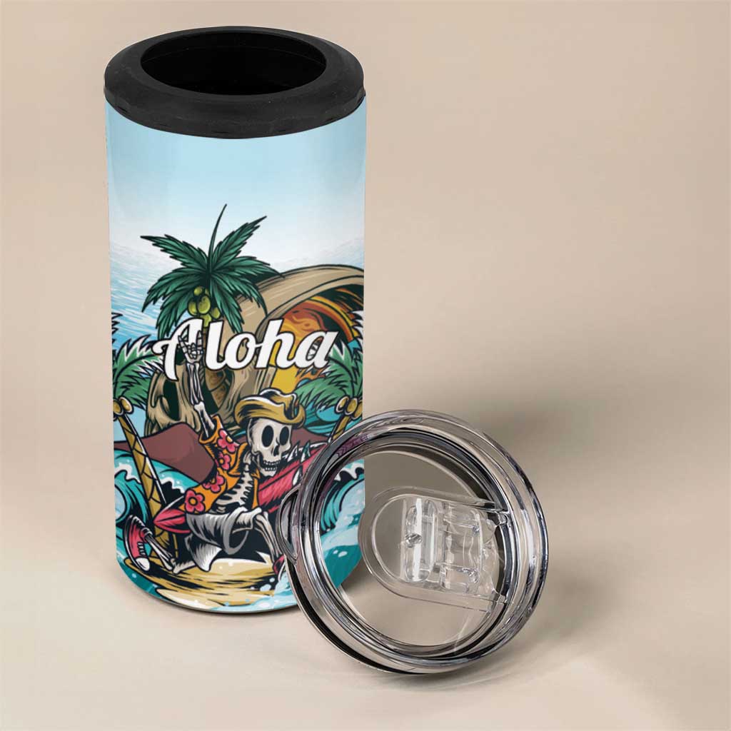 Personalized Aloha Hawaii Skeleton 4 in 1 Can Cooler Tumbler Tropical Summer Vibe LT01 - Polynesian Pride