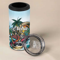 Personalized Aloha Hawaii Skeleton 4 in 1 Can Cooler Tumbler Tropical Summer Vibe LT01 - Polynesian Pride