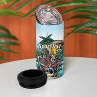 Personalized Aloha Hawaii Skeleton 4 in 1 Can Cooler Tumbler Tropical Summer Vibe LT01 - Polynesian Pride