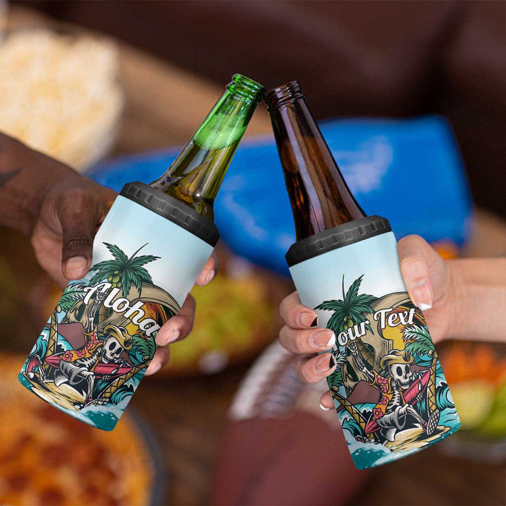 Personalized Aloha Hawaii Skeleton 4 in 1 Can Cooler Tumbler Tropical Summer Vibe LT01 - Polynesian Pride