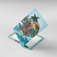 Aloha Hawaii Skeleton Canvas Wall Art Tropical Summer Vibe LT01 With Frame Blue - Polynesian Pride