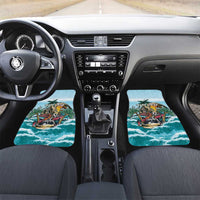 Aloha Hawaii Skeleton Car Mats Tropical Summer Vibe LT01 Set 2pcs - Front Blue - Polynesian Pride