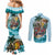 Personalized Aloha Hawaii Skeleton Couples Matching Mermaid Dress and Long Sleeve Button Shirt Tropical Summer Vibe